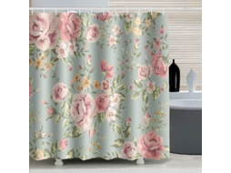 2026 cortina de Ducha Linjou de Rosas Rosadas 180x180cm Impermeável Antimofo com 12 Ganchos Verdes