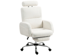 Cadeira Escritório Borreguito Creme 67x74x107 115cm Apoio Pés Encosto Reclinável Altura Regulável ZIWEI STORE