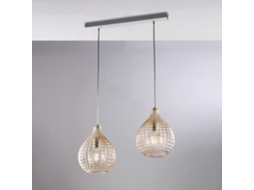 Diamante Calha Em Ferro Branco E Moldura Cromada Com Cabos Regulveis ??e Difusores Em Vidro Soprado Mbar Com Dec. 2 Efeitos De Cristal De Luz Belight