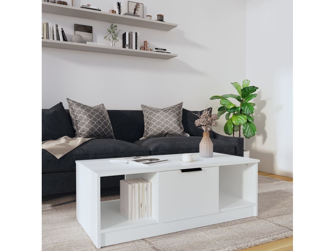 Vidaxl Mesa De Centro 102x50x36 Cm Madeira Processada Branco
