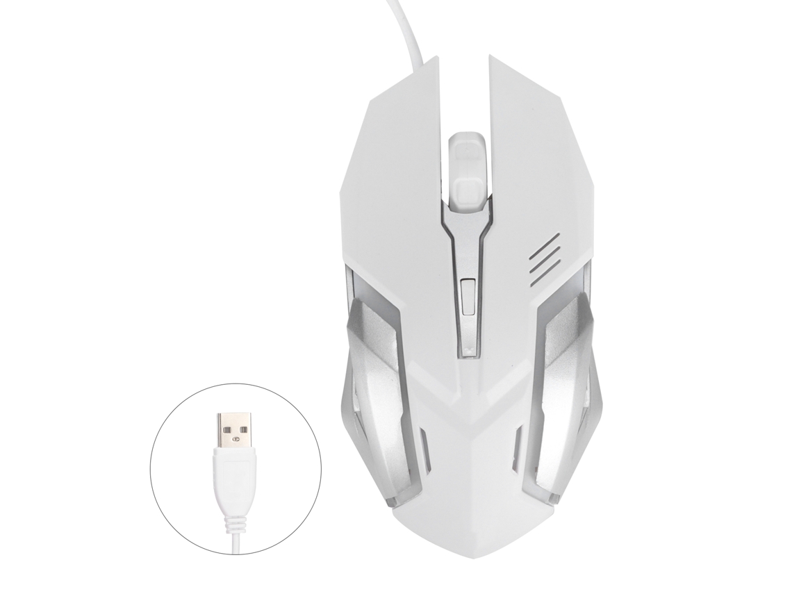 Rato Usb Com Fio Iluminado Óptico Para Jogos, Escritório, Negócios Branco Acessórios De Pc