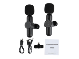Microfone De Lapela Sem Fio Com Clipe E Receptor Tipo C 1 Para 2, Redução De Ruído 2.4g, Mini Microfone De Clipe Para Gravação