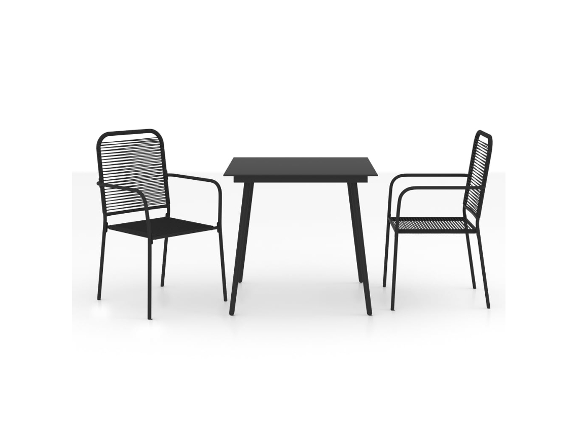 Maison Exclusive - 3 Pcs Conjunto De Jantar P/ Jardim Corda De Algodão E Aço Preto