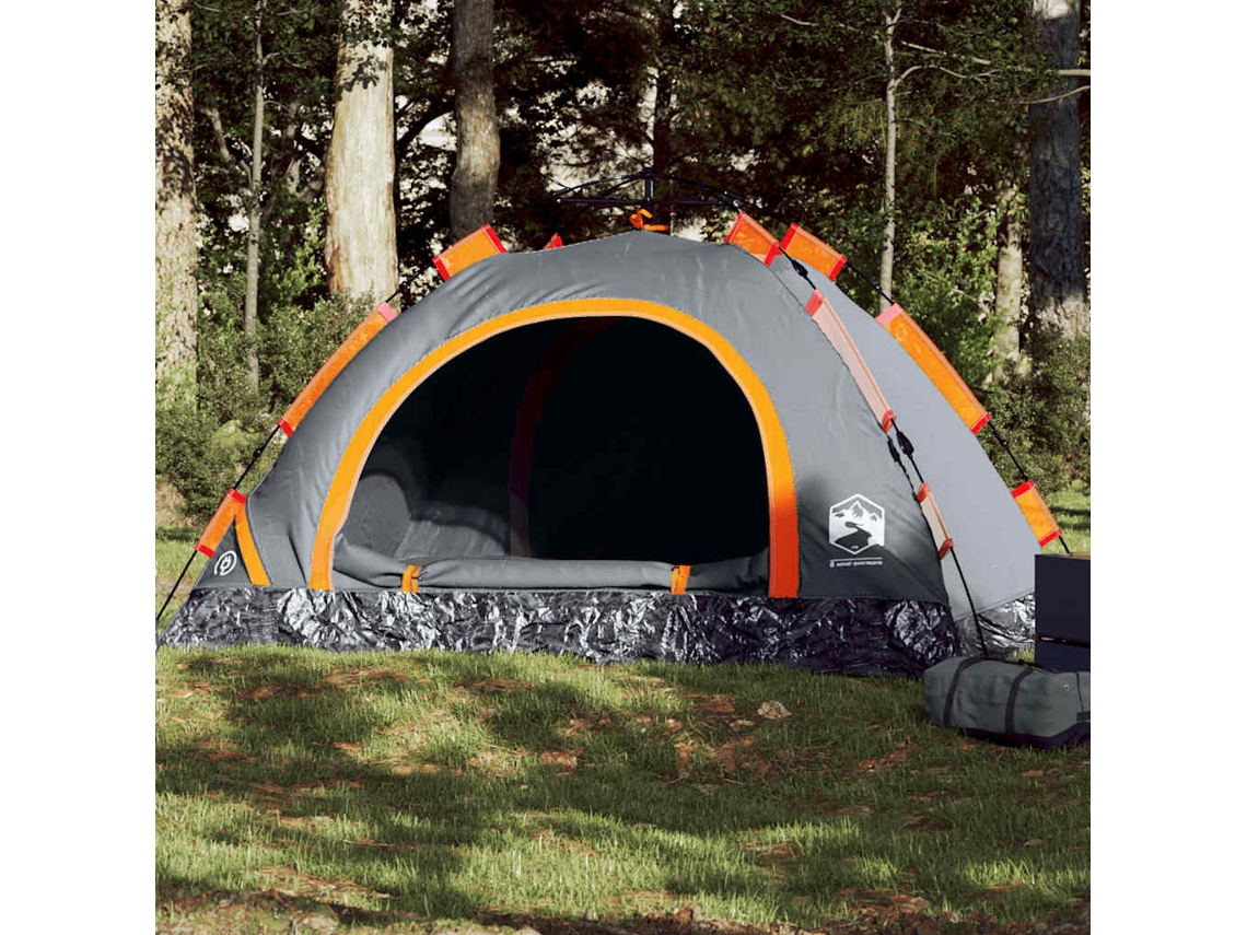Vidaxl Tenda De Campismo 4 Pessoas Libertação Rápida Cinzento/laranja