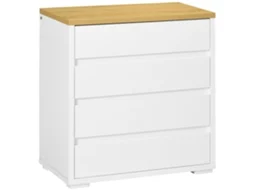 Cómoda Melamina de Madeira Cor Branco e Madeira 70x37x75 cm Homcom