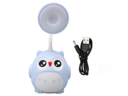 Lâmpada Led De Escritório Com Portaminas Buho Cartoon Proteção Para Olhos Usb Azul