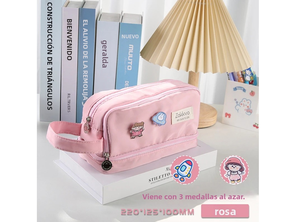 (rosa) Estojo Grande E Bonito, Ideal Para Estudantes Do Sexo Feminino, Material Escolar Fofo.