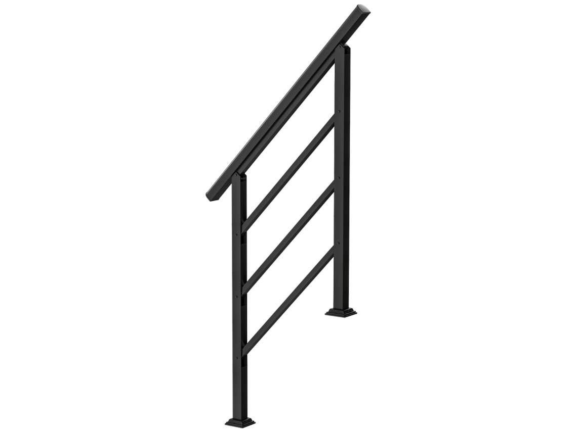 Corrimão Escadas 1 3 Degraus Ângulo Ajustável 94cm Metal Preto VELTRIX
