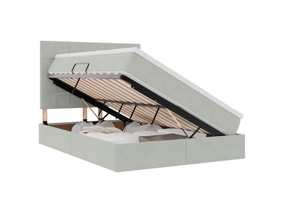 Conjunto 1 Cama Moderna Vidaxl Cinzento-claro Veludo (140 X 190 Cm)