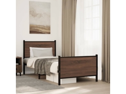 Vidaxl Estrutura De Cama Sem Colchão 75x190 Cm Metal Carvalho Castanho