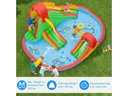 Parque Aquático Inflável Infantil Com Tobogãs, Piscina Rasa E Escalada