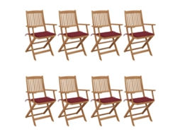 Vidaxl Cadeiras De Jardim Dobráveis 8 Pcs C/ Almofadões Acácia Maciça