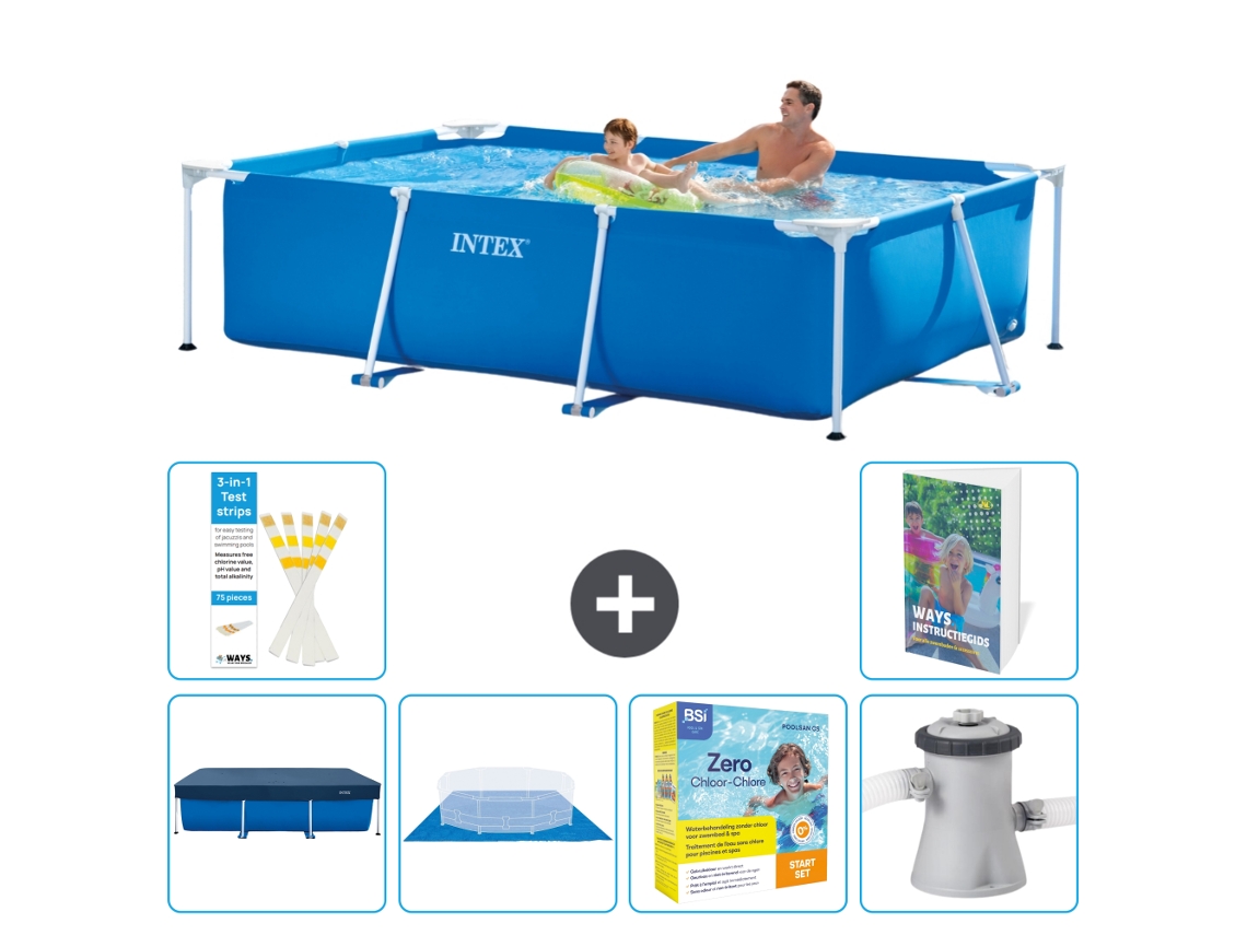 Piscina com Estrutura Retangular 260x160x65 Cm 5 peças S24 INTEX