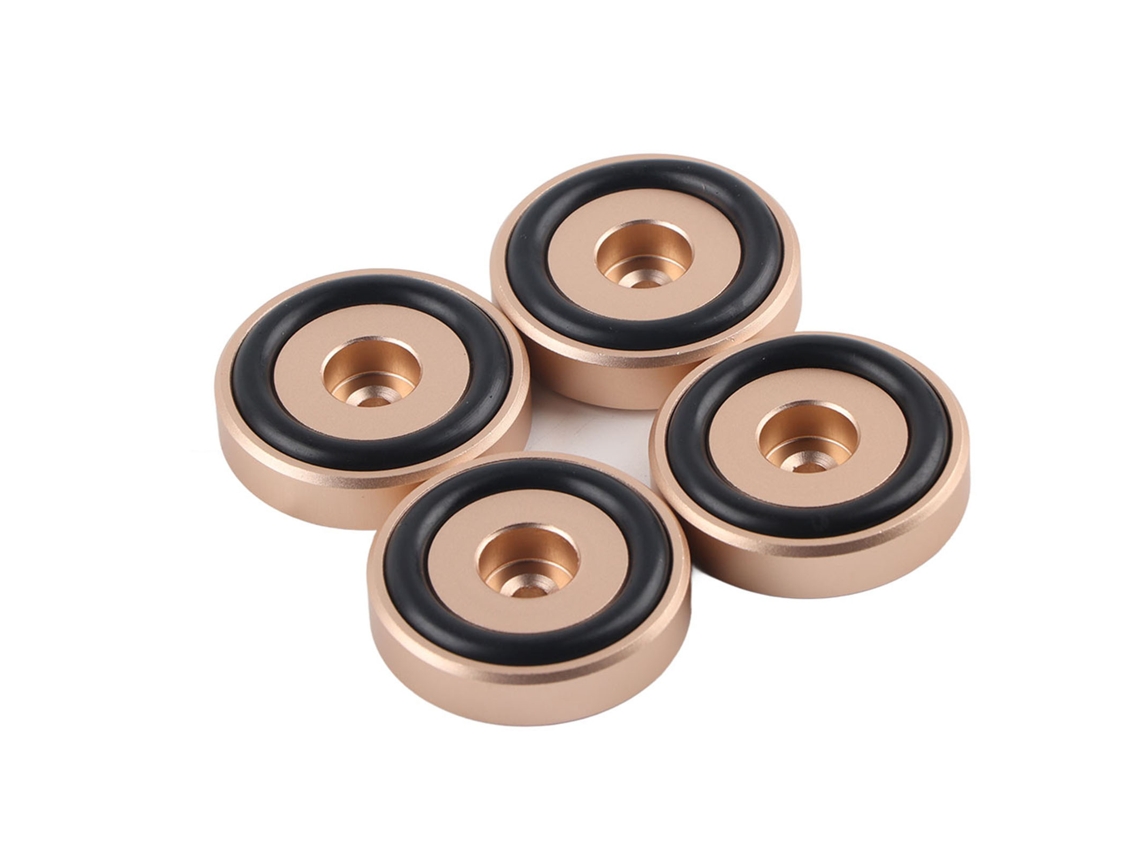 4pcs Pés de Base de Cobre Puro 40x10mm com Anel de Borracha Removível Ouro | S/MARCA