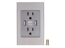 Enchufe de pared serie 118 com Usb 2.1a, painel de vidro temperado, cinza, padrão americano | S/MARCA