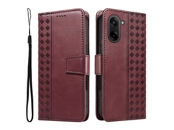 Capa De Couro Tkdaddy Para Oneplus Nord Ce5 5g / Oneplus Ace 5 Racing 5g, Carteira, Suporte, Grades, Impressão, Capa De Telefone Com Alça, Vinho Tinto