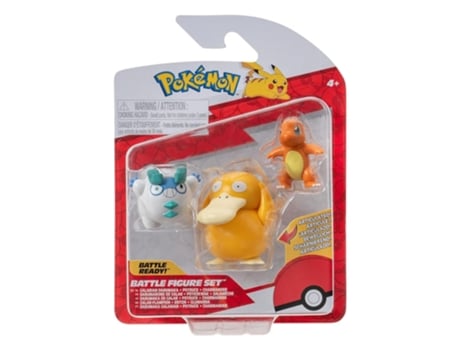 Figuras Pokémon Charmander, Galarian Darumaka E Psyduck Jazwares