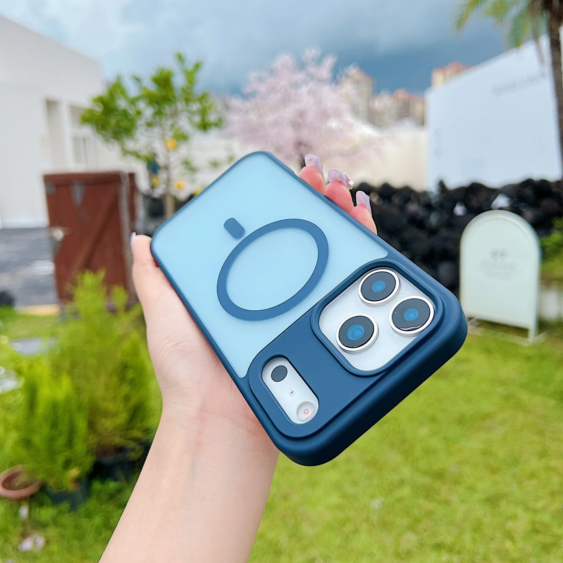 (azul, Iphone 14 Pro Max) Capa Transparente Fosca, Compatível Com Carregamento Magnético, Capa Protetora Resistente A Impactos