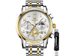 Lurelia Relógio Masculino C-20 Cronógrafo, Calendário, Luz, Quartzo, 42×11×210×20 Mm, Aço Inox, Preto/dourado, Impermeável