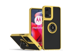 Capa Para Celular Qiying Generation 1 Com Suporte De Anel Magnético Anti-queda Pamarelo - Moto G85 5g Com Porta Grande