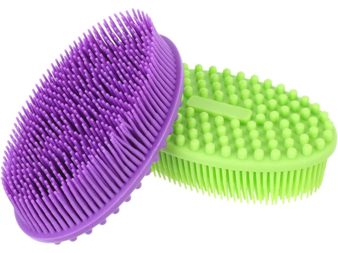Conjunto De 2 Escovas Silicone Multiuso Ipetboom Para Bebês, Escova De Banho Com Formato Simples Para Lavar O Cabelo E