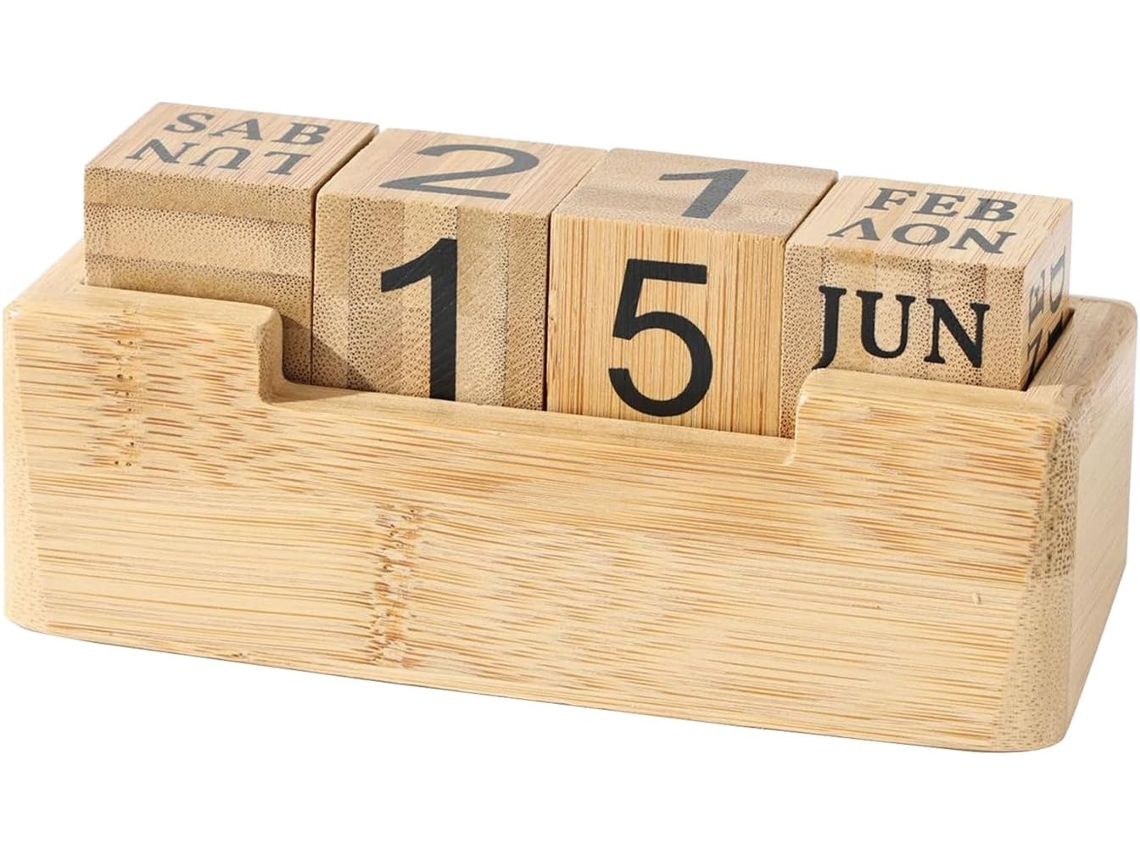Calendário De Mesa Perpétuo Blocos Madeira Para Data E Mês,
