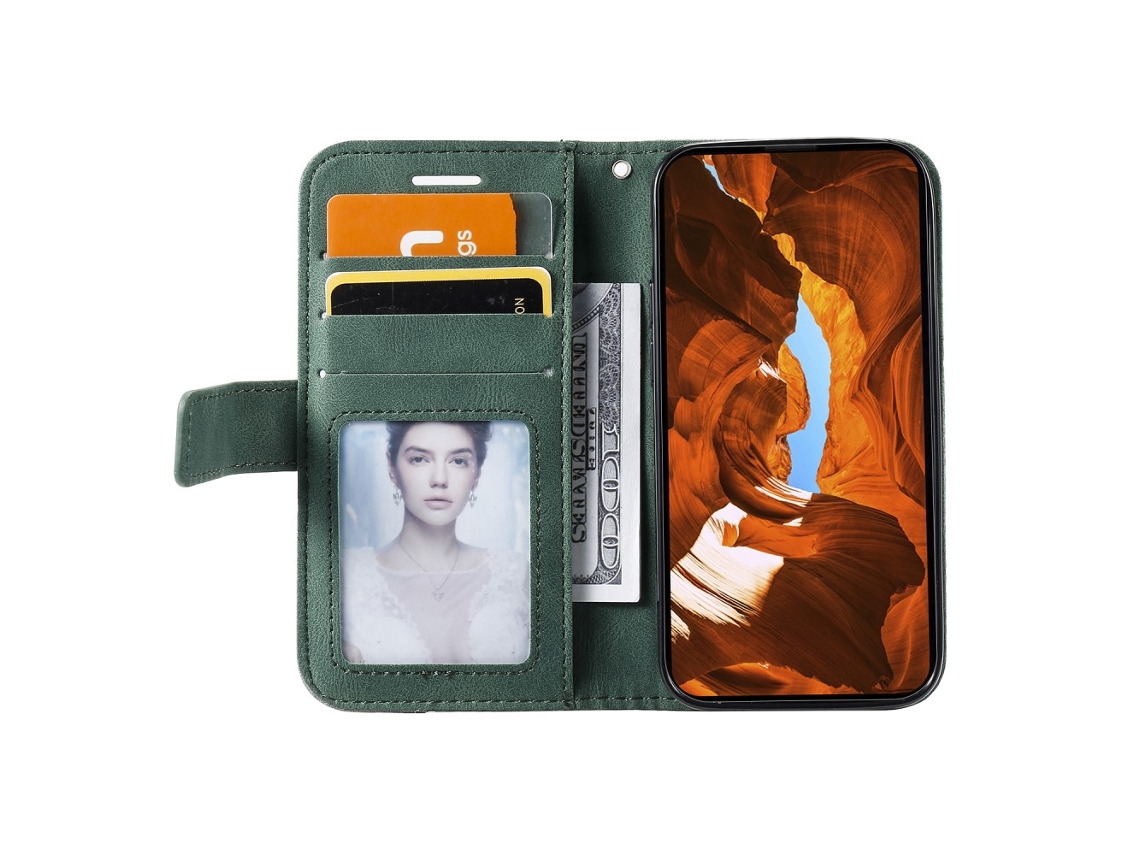 Capa Para Iphone 13 Mini Pele Sintética Verde