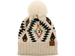 Chapéu Beanie de Tricot Espesso Elástico Fashion para Inverno e Outono com Pêlo Artificial