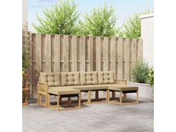 Vidaxl Conjunto De Sofás Para Exterior 6 Pcs Branco E Bege