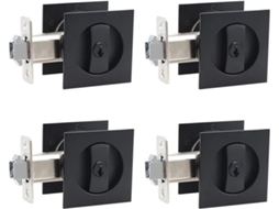 Fechadura Para Porta De Correr Embutida 4x, Trinco Preto, Ferragens Para Porta, Fechadura Antifurto, Fechadura