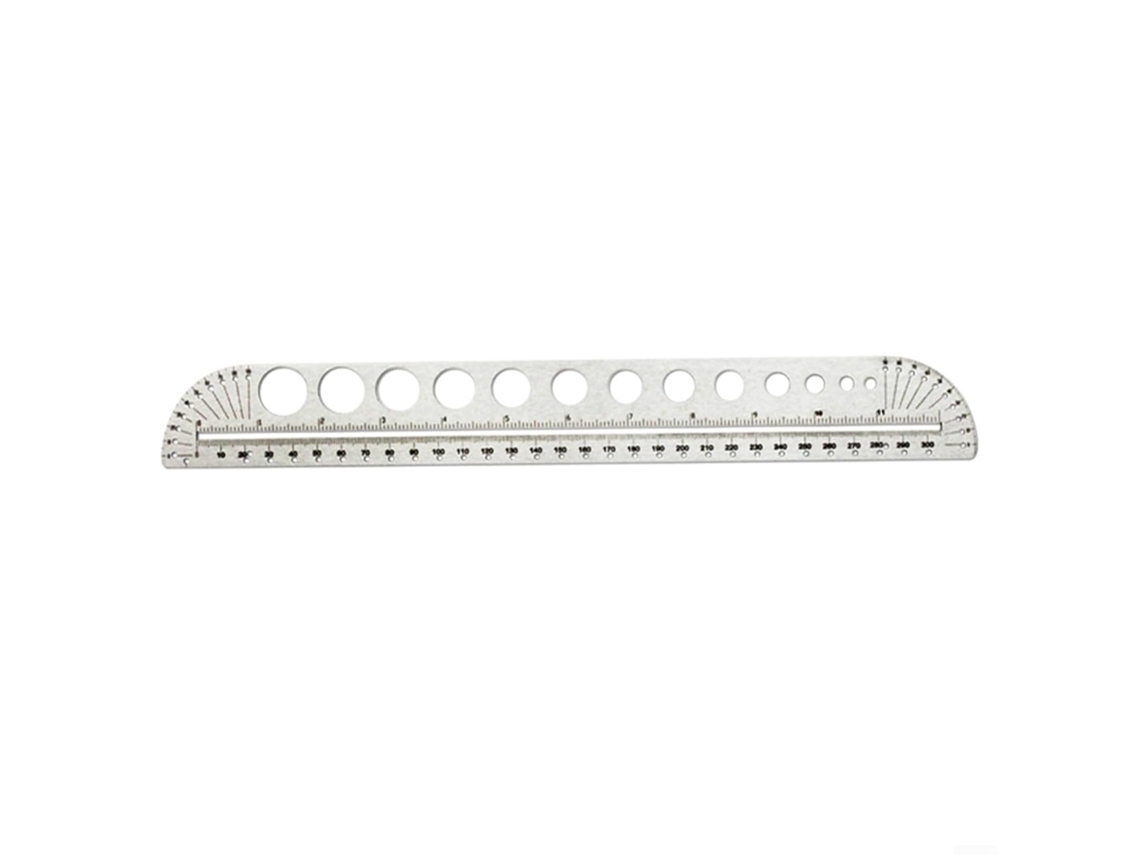 Régua e marcador em aço inoxidável com escalas Pretas de 150 mm de diâmetro para artistas, engenheiros e