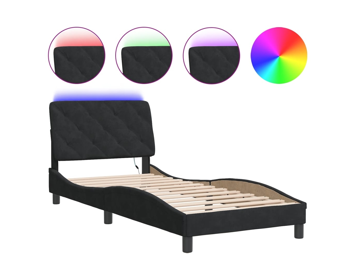 Bed Frame, Bed Frames Vidaxl Preto Veludo (80 X 200 Cm)