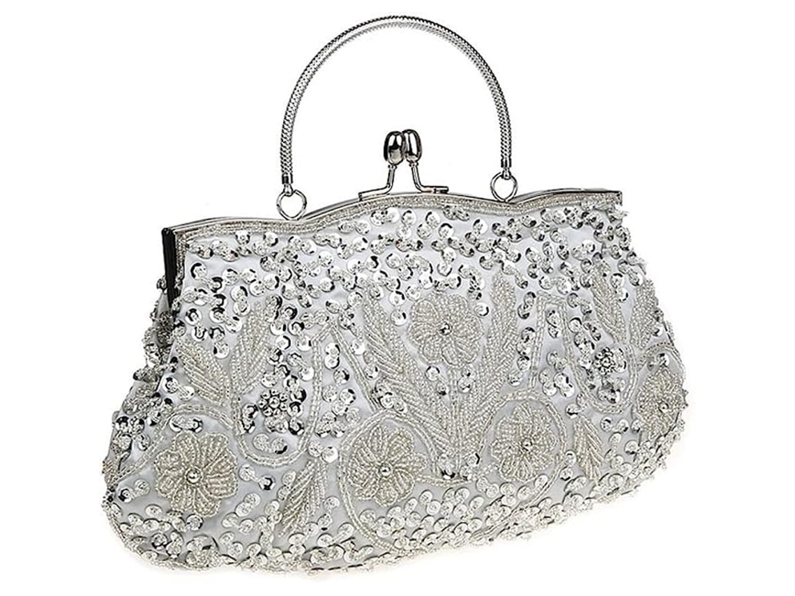 Bolsa Clutch De Pérolas E Strass Vintage Para Mulher - Bolsa De Noite Beaded Para Casamentos E Festas