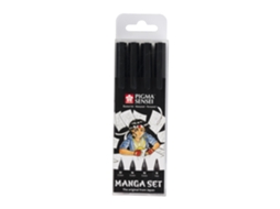Conjunto de 4 Marcadores Pretos Pigma Sensei Manga