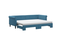 Sofá-cama com gavetão VIDAXL Azul Veludo (80x200 cm)