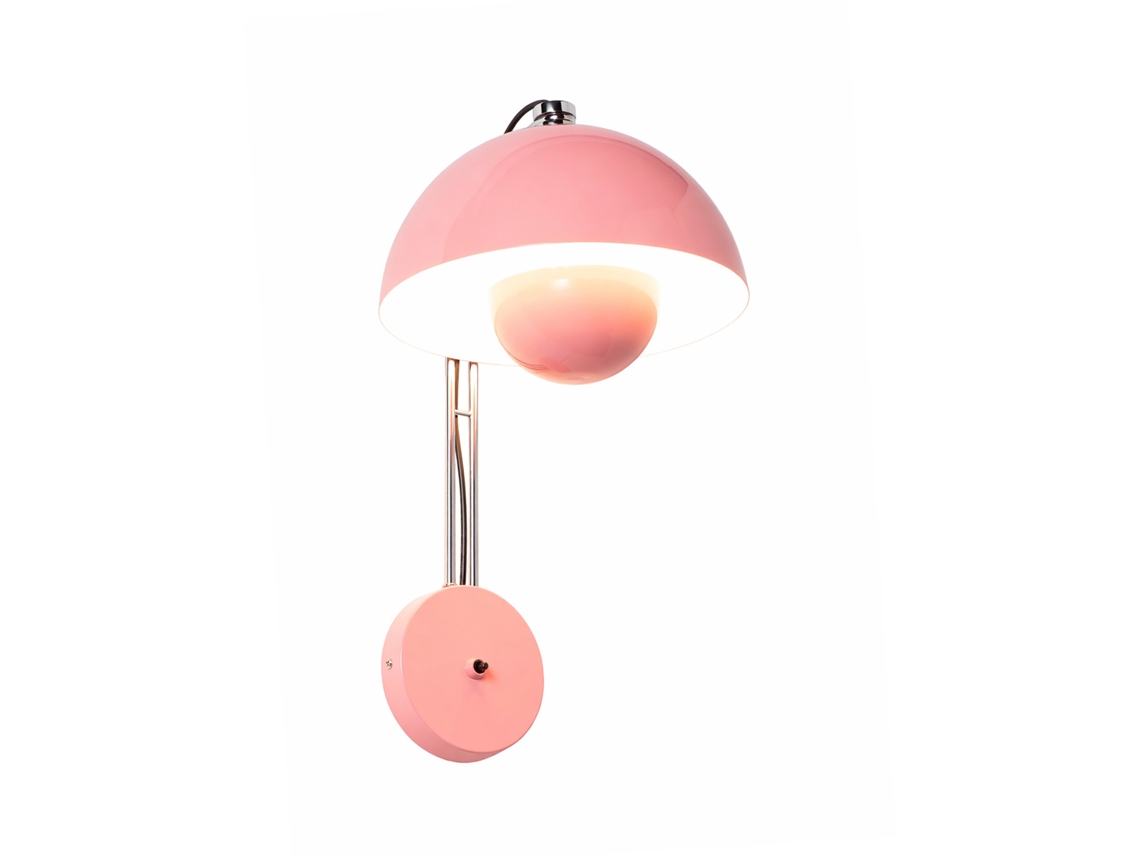 Aplique De Parede Em Metal Rosa Com Interruptor, Casquilho E27 – Design Floral Moderno Estilo Nórdico