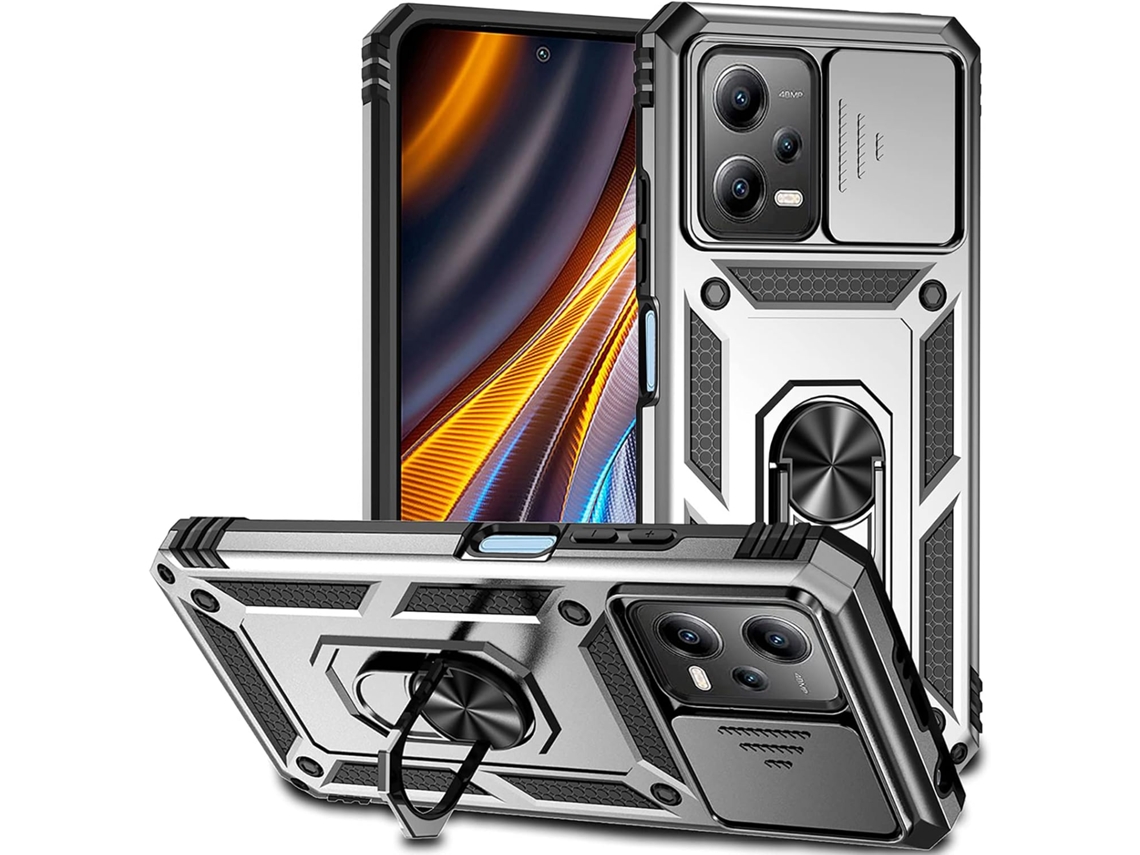 Capa Armadura Deslizante para Xiaomi Poco X5 5G HONGWE. Anti-Choque Prateado
