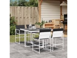 Vidaxl 5 Pcs Conj. De Jantar P/ Jardim C/ Almofadões Textilene Branco