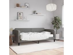 Sofá cama con colchón 90x190 cm, tela gris oscuro