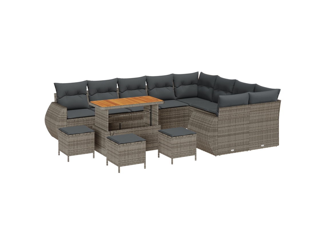 Conjunto 13 Conjunto De Sofá De Jardim Vidaxl Cinzento Vime Pe (298 X 234 X 85 Cm)