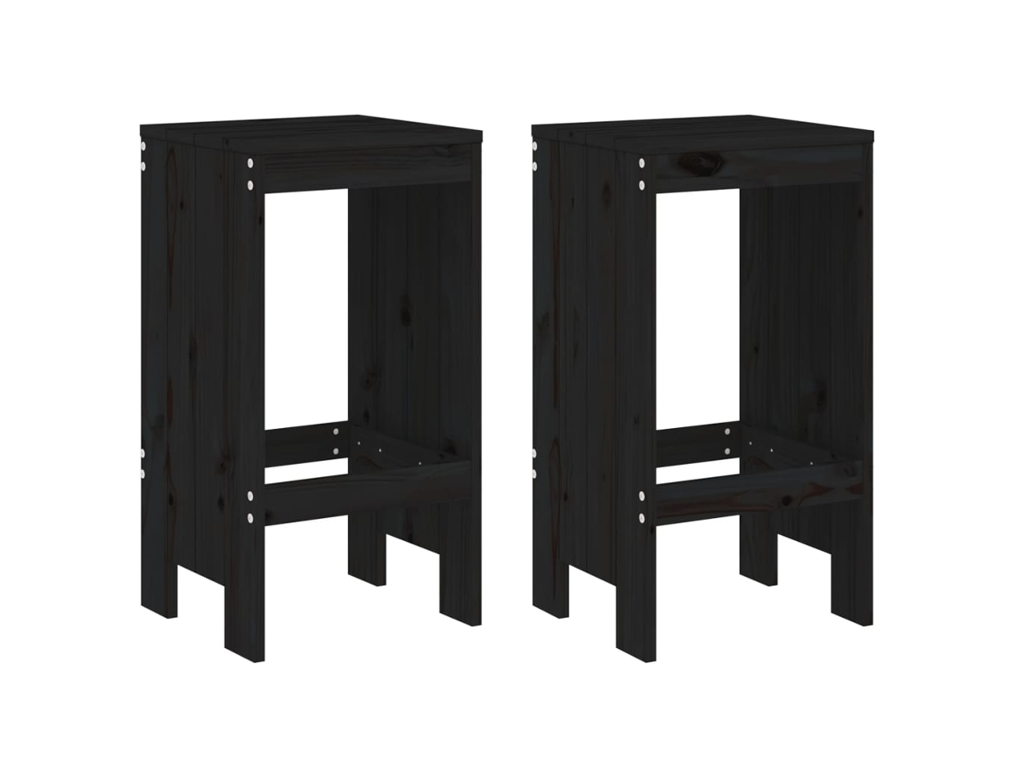 Bar Stool, Bar Stools Vidaxl Preto Madeira De Pinho (40 X 36 X 75 Cm)