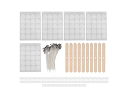 2026 Store kit para Fazer Velas com 100 Mechas de 15cm, 100 Adesivos, 50 Caparazones e 10 Portamechas de Madeira