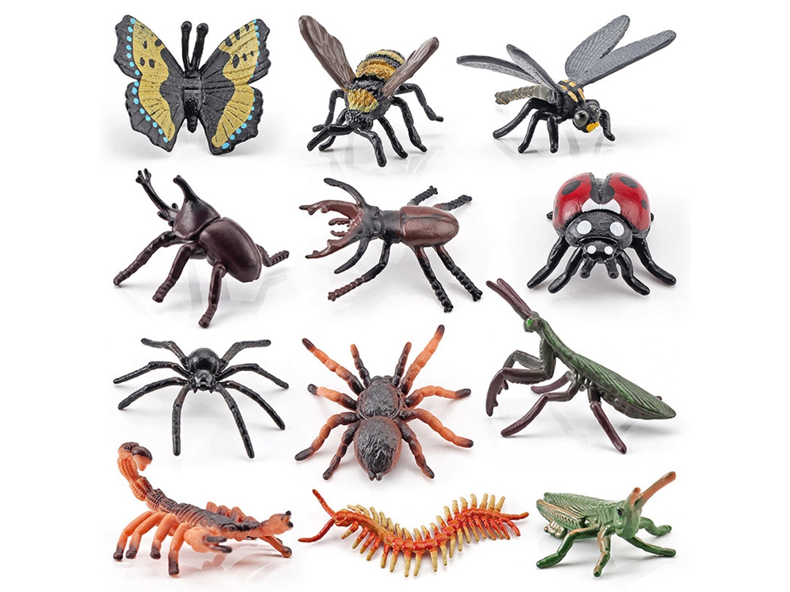 Mali 12pcs Bonecos de Insetos Realistas Pvc Brinquedos Educativos Simulação Aranha Borboleta
