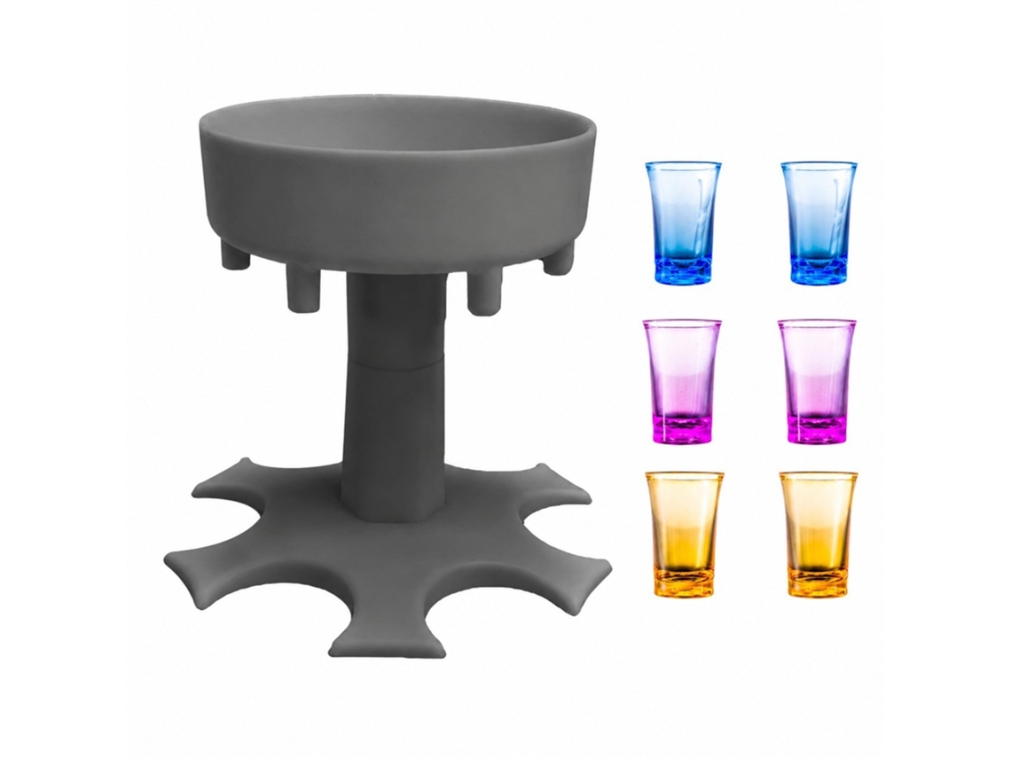 Rack Giratório Para Taças De Vinho, Cinza, 6 Copos, Utensílios Festas, Display