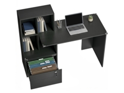 Mesa de Computador CHEZMOI com estante de 4 compartimentos e gaveta com fechadura (126x50x109cm)