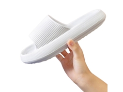 Pantufas antiderrapantes ultra macias com espuma de 4cm para inverno e verão Branco | S/MARCA