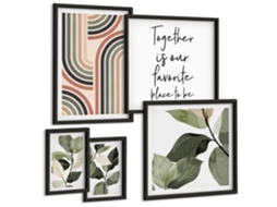 Quadros Decorativos Para Parede Canais De Veneza, Arquitetura Moldura Preta Pinturas De Quarto Espelharte (conjunto De 5 Imagens)
