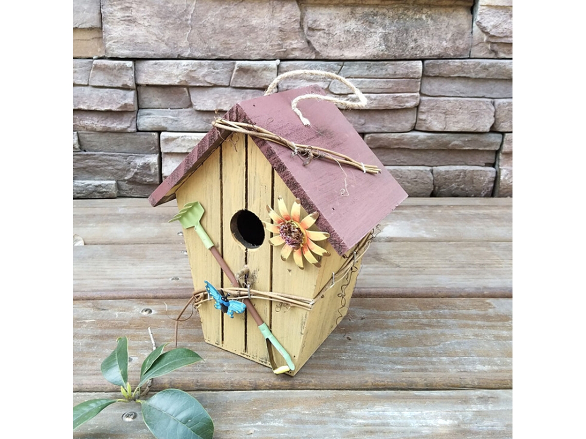 Laxiscreed Casa De Pássaros De Madeira Com Vizinhaço Para Jardim Ao Ar Livre Decoração Rústica