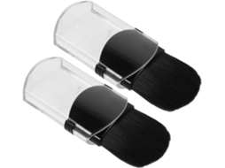 Conjunto De 2 Mini Pincéis De Maquiagem Retráteis Com Cerdas De Fibra Preta.