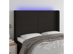 Vidaxl Cabeceira De Cama C/ Luzes Led Tecido 147x16x118/128 Cm Preto